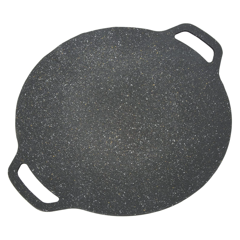 Tigaie Rotunda Pentru Gratar din Aliaj Premium SUPER TRENDS®, Tip Coreea, Antiaderenta, Compatibila cu Aragaz Electric si Foc Deschis, Manere Laterale, Ideala pentru Gatit Interior si Exterior, Diamet